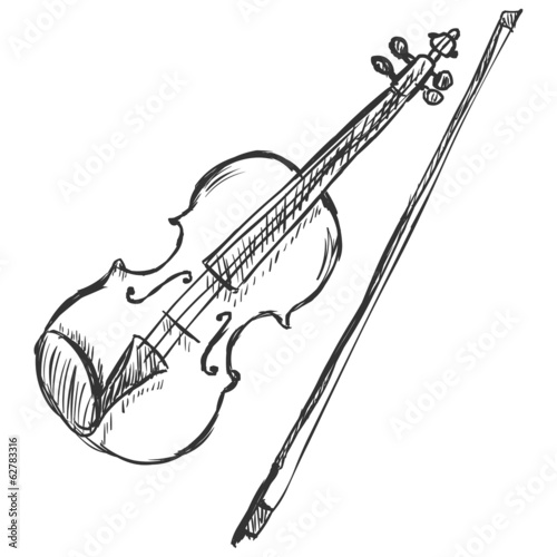 Vector Sketch Violin with Fiddle-bow