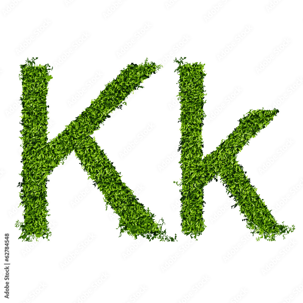 Isolated grass alphabet K