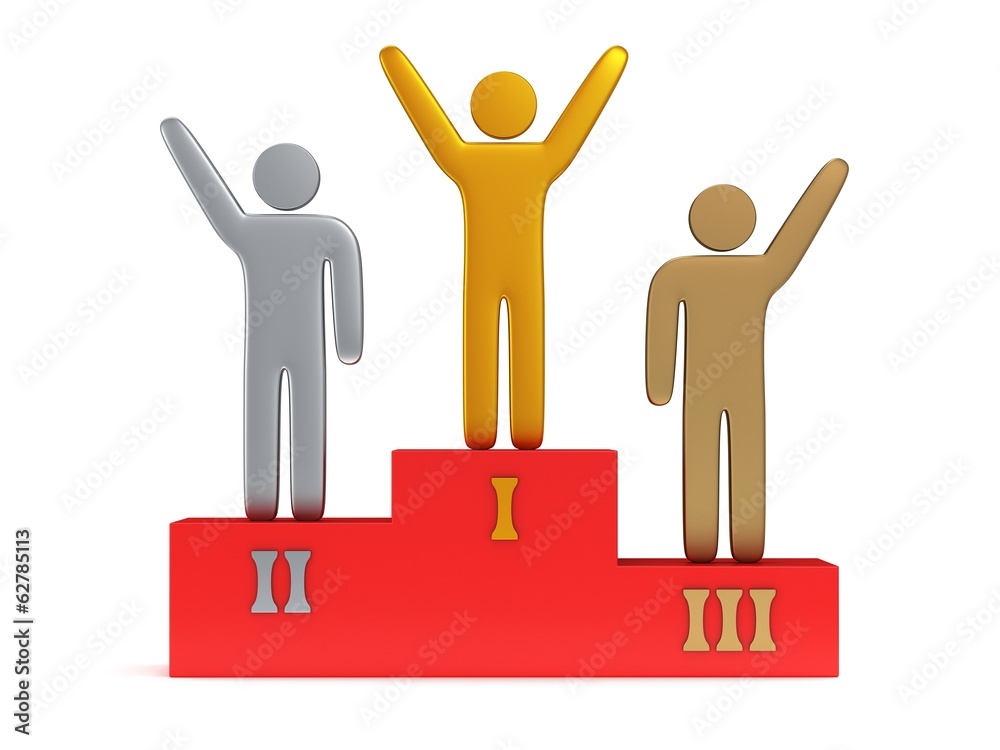 Winners on sports podium isolated on white Winners on sports podium isolated on white