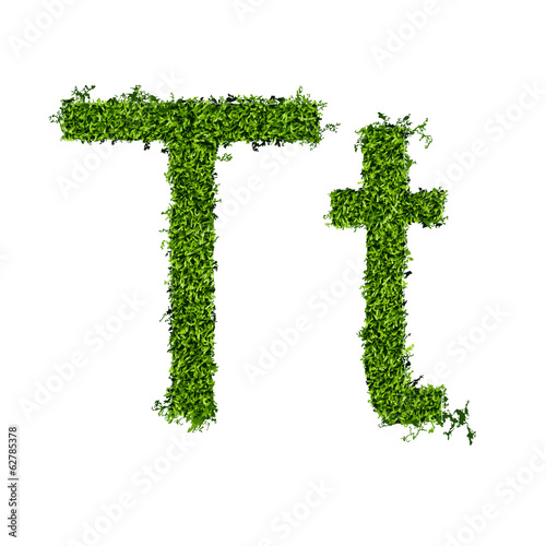 Isolated grass alphabet Т