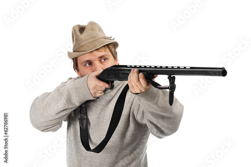 Hunter with a gun
