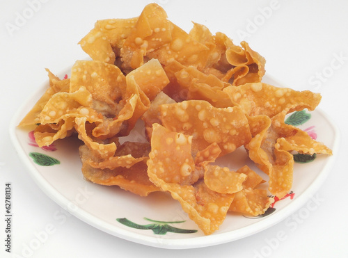 Fried wantons on the background