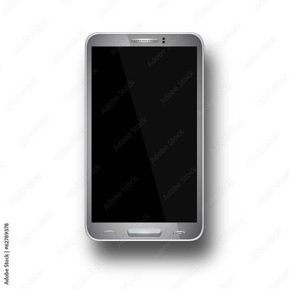Realistic mobile phone with blank screen