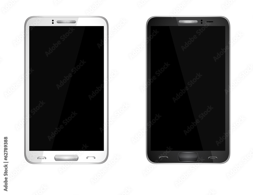 Realistic mobile phone with blank screen isolated on white Realistic mobile phone with blank screen isolated on white