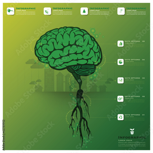 Brain Tree And Root Infographic Science Background