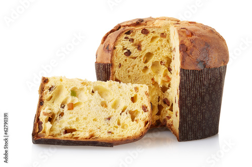Panettone, italian Christmas cake isolated, clipping path