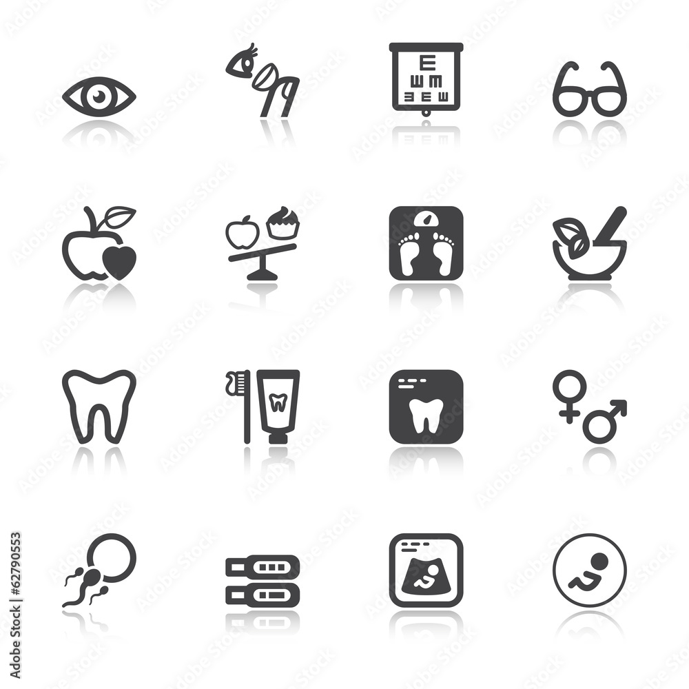 Medical flat icon with reflection