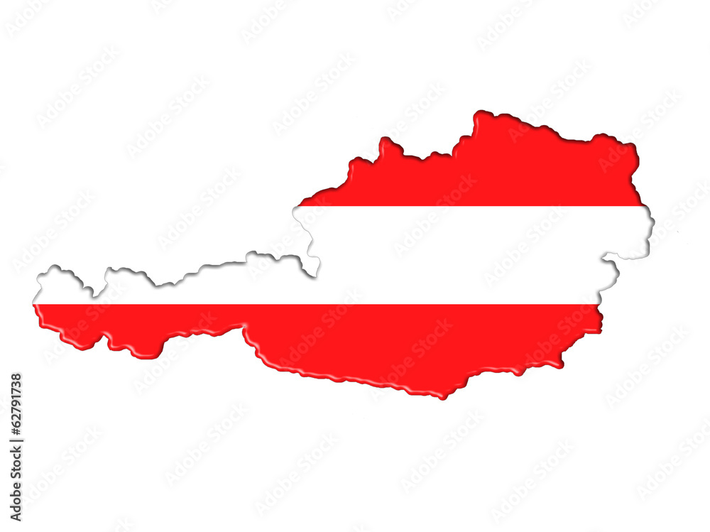 Fototapeta Baner planu flagi mapy Austrii
