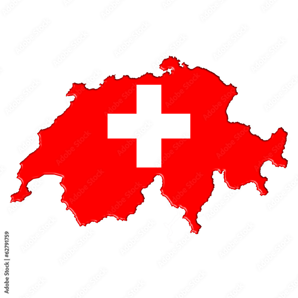 Fototapeta premium Switzerland Swiss map flag plan banner