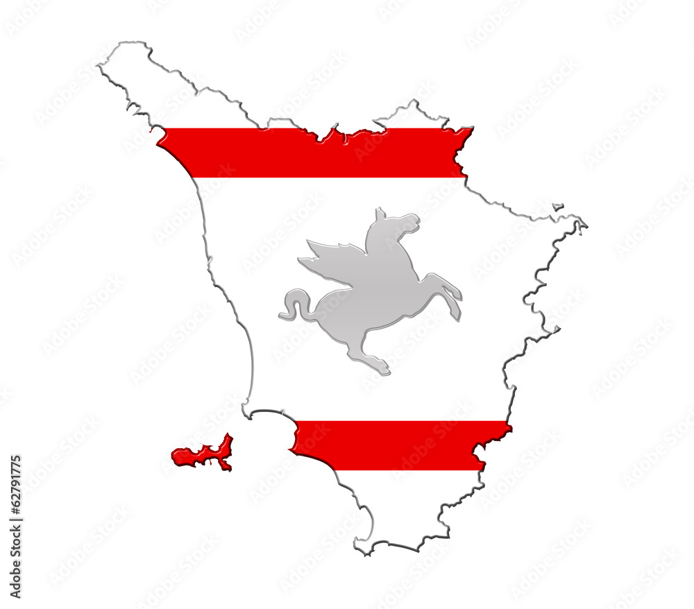 Fototapeta premium Tuscany flag map banner Toscana