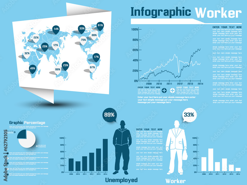 INFOGRAPHIC WORKER MODERN STYLE BUSINESS BLUE INFOGRAPHIC WORKER MODERN STYLE BUSINESS BLUE