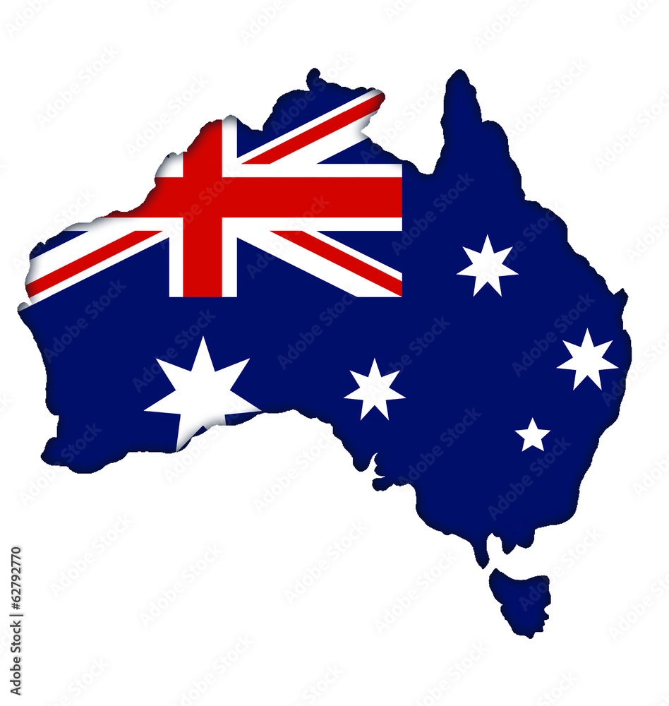 Australian flag banner map icon logo of Australia Stock Illustration