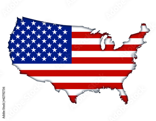 American flag banner map icon logo of USA