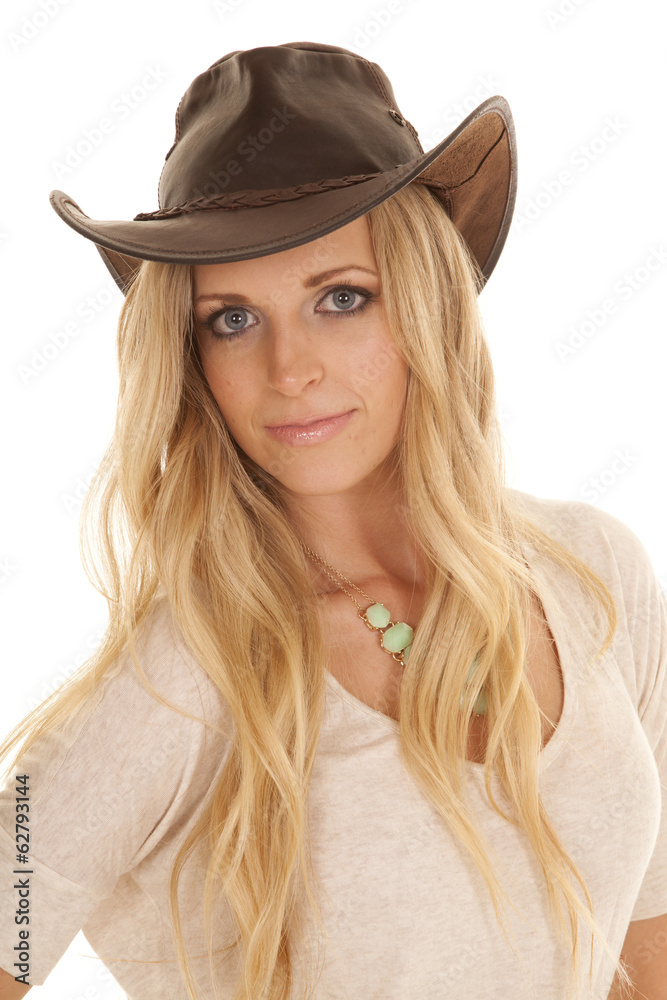 cowgirl light shirt close slight smile cowgirl light shirt close slight smile