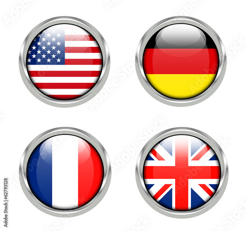 Flags of America, Germany, France and United Kingdom