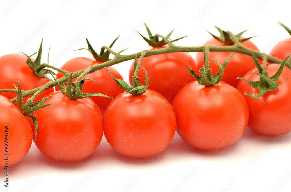 pomidory koktajlowe na białym tle