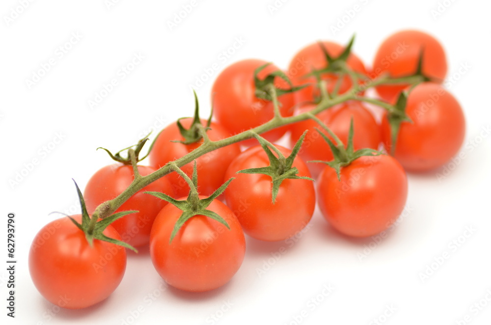 pomidory koktajlowe na białym tle