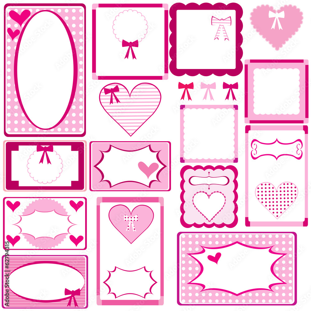 Set of cute pink frames for girls Set of cute pink frames for girls