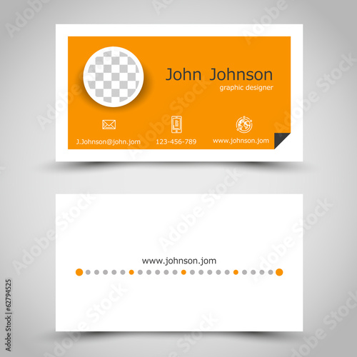 modern orange paper business card