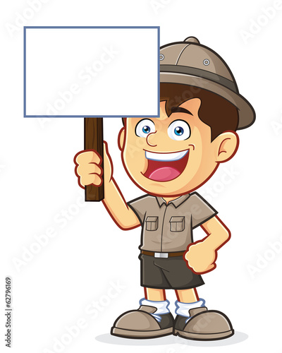 Boy Scout or Explorer Boy Holding a Blank Sign