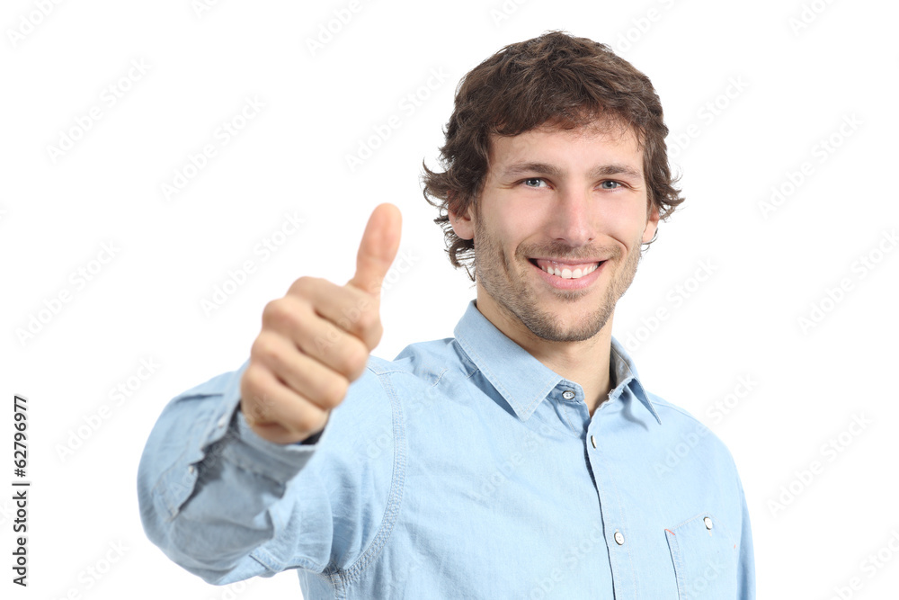 Adult happy man agreement gesturing thumbs up Adult happy man agreement gesturing thumbs up
