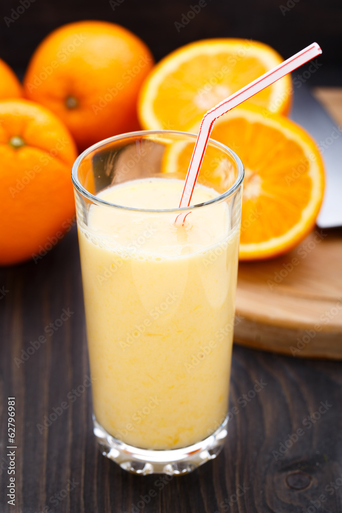 Glass of orange smoothie Glass of orange smoothie