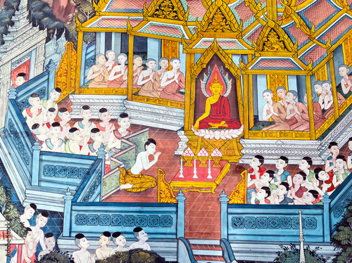 Religious painting in Wat Po Temple, Thailand
