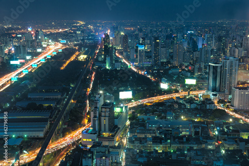 Bangkok city in night time view from above