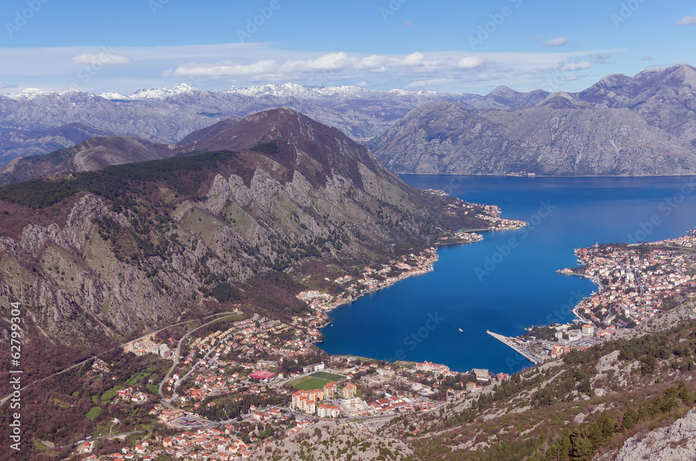 Top-view of Kotor city and Bay of Kotor