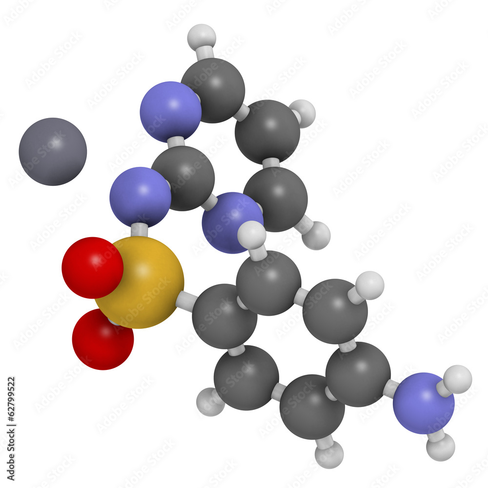 Silver sulfadiazine topical antibacterial drug molecule. Silver sulfadiazine topical antibacterial drug molecule.
