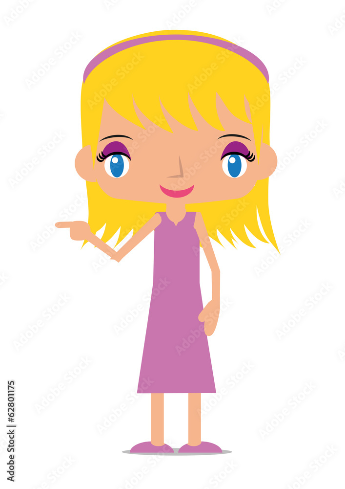 Friendly woman pointing on something