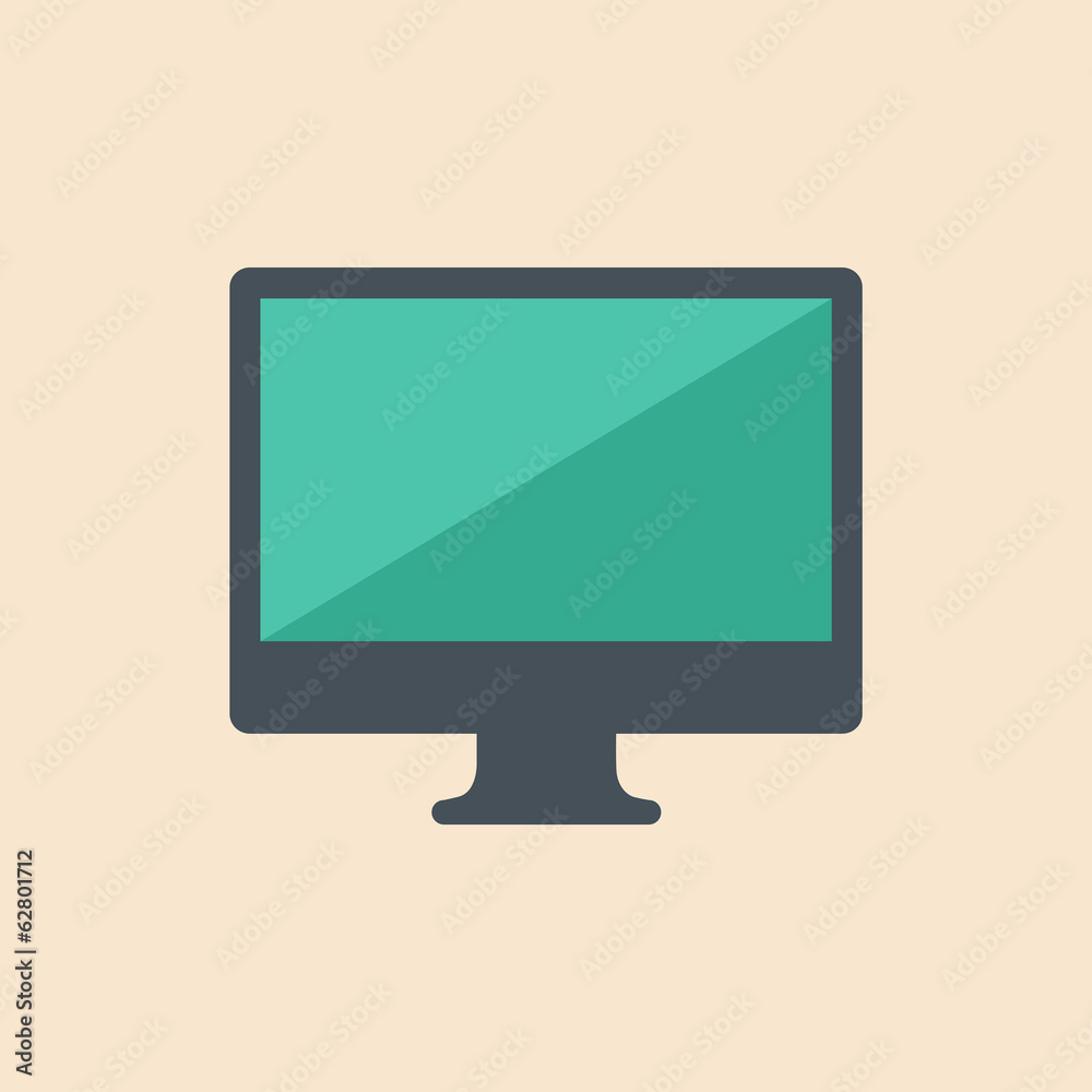 Flat Computer with Shadow. Vector Illustration EPS 10. Flat Computer with Shadow. Vector Illustration EPS 10.