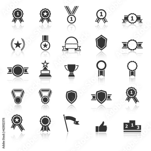 Award icons with reflect on white background