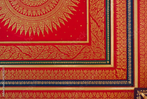 Traditional Thai style painting art on ceiling