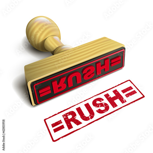 stamp rush with red text on white