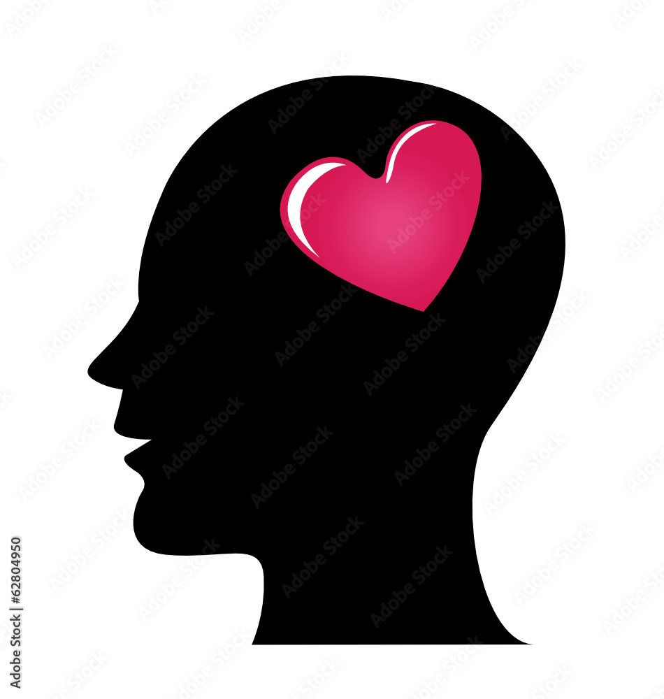 Human head with heart logo vector Human head with heart logo vector