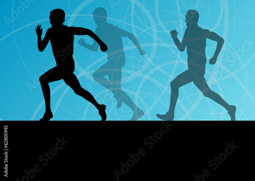 Active men runner sport athletics running silhouettes illustrati