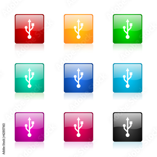 usb vector icons colorful set