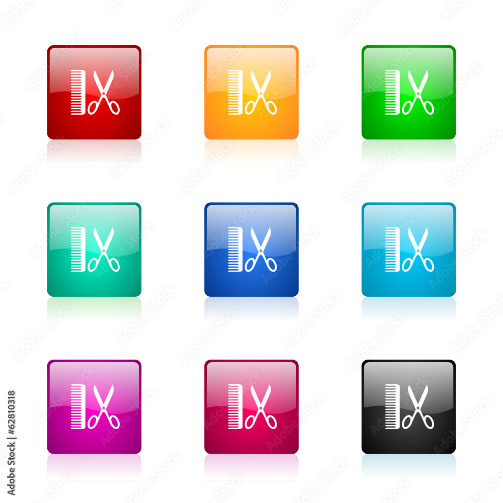 barber vector icons colorful set