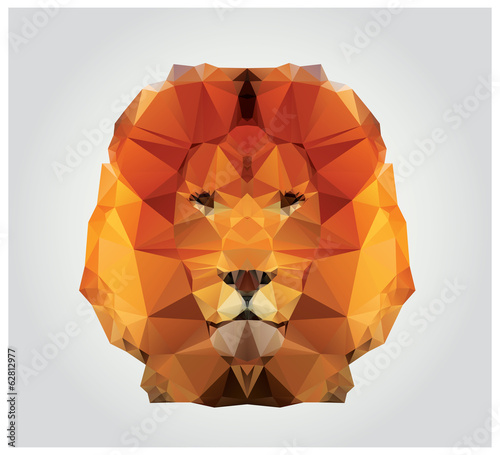 Naklejka na ścianę Geometryczna wielokąt głowa lwa, wzór trójkąta, wektor