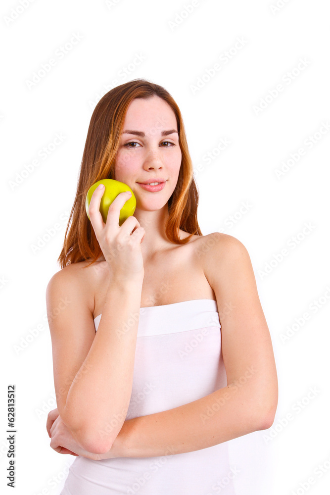 Attractive woman with apple Attractive woman with apple