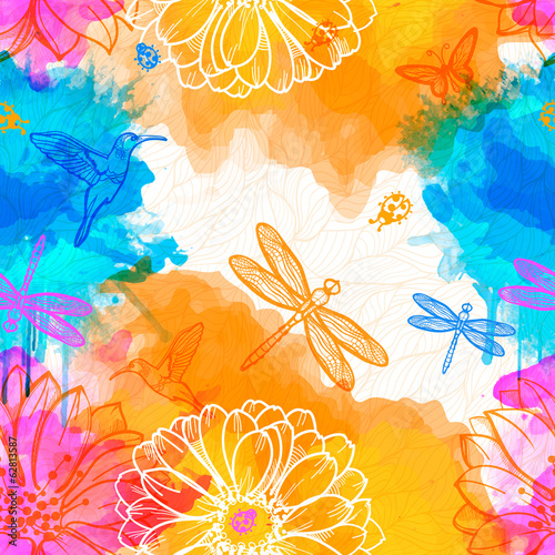 Seamless abstract wallpaper of watercolors