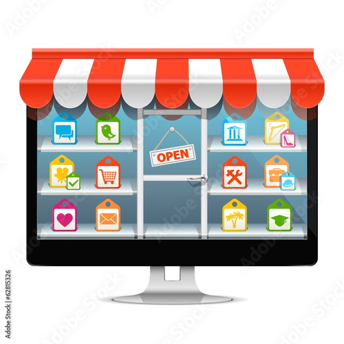 Vector Computer Supermarket Concept