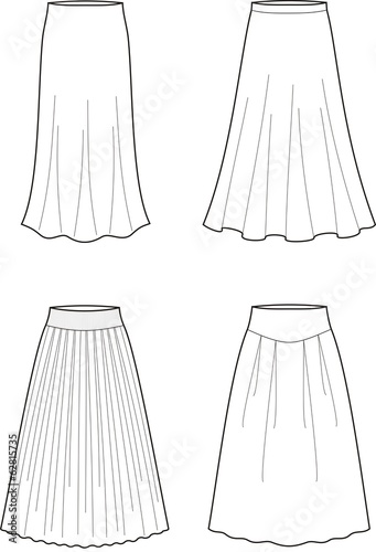 Vector illustration of women's long skirts