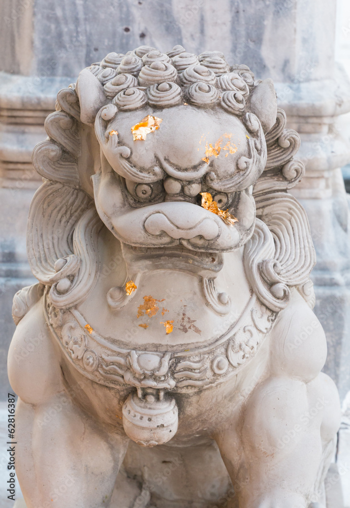 Male chinese stone lion statue, Thailand