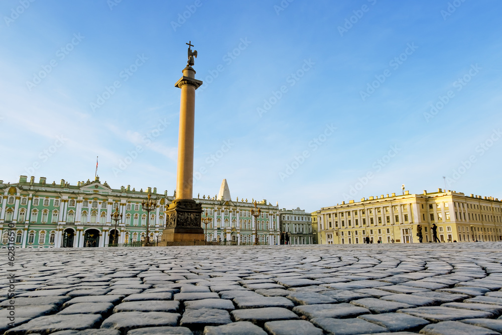 The Alexander column on Palace Square in Saint Petersburg