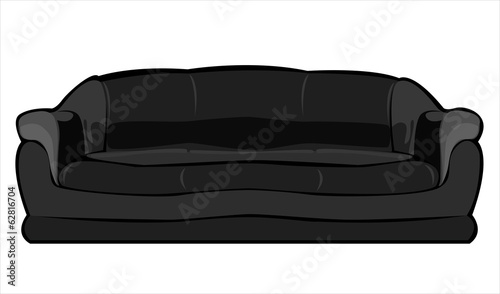 vector cartoon black couch isolated on white background