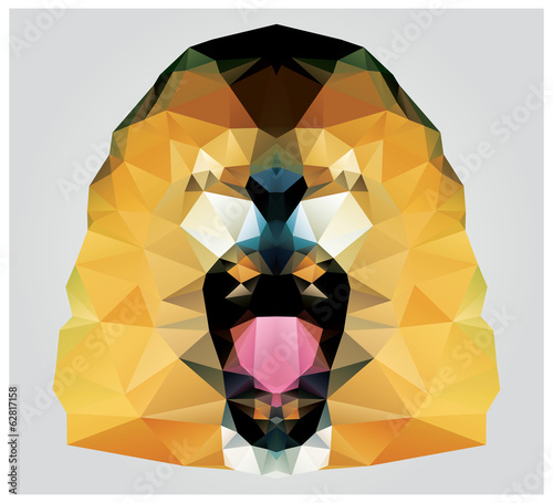 Fototapeta Naklejka Na Ścianę i Meble -  Geometric polygon lion head roaring, pattern design, vector