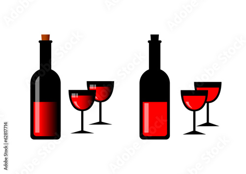 Wine bottles on white background