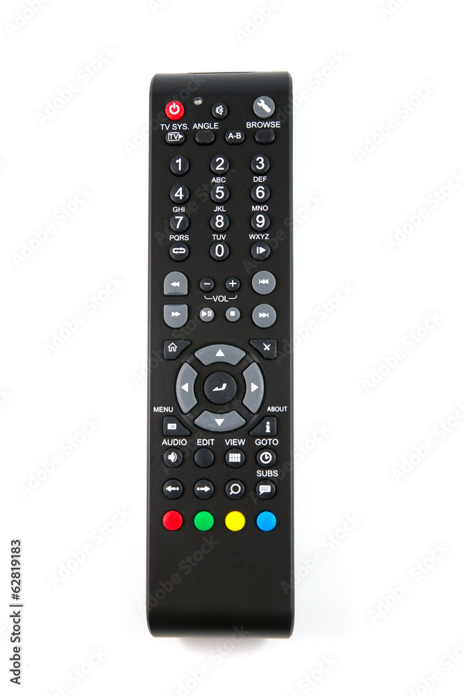tv remote control keypad black on white isolated tv remote control keypad black on white isolated
